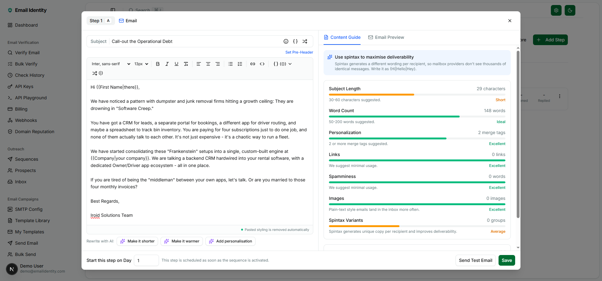 Deliverability coaching as you type