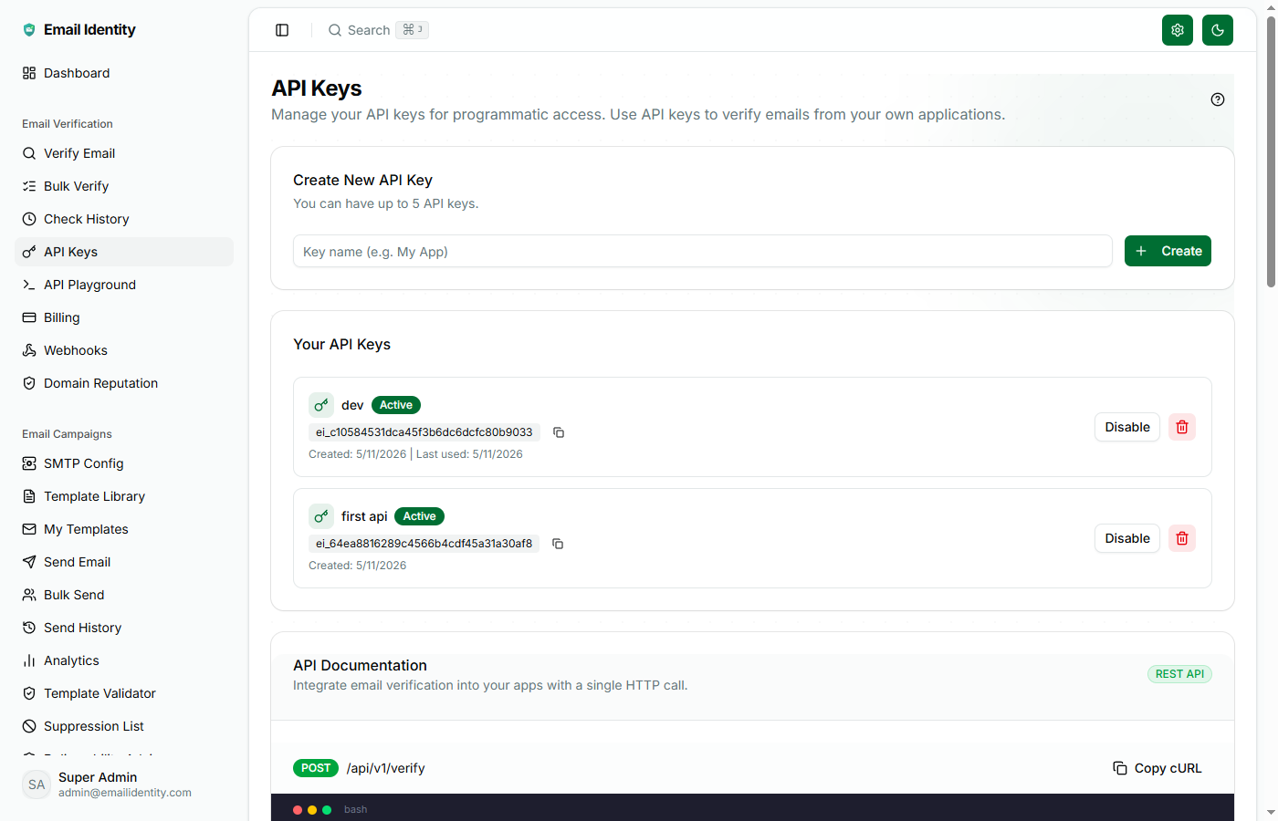 Verify email from your own app in one request